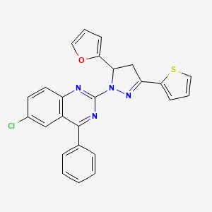 6-chloro-2-(5-(furan-2-yl)-3-(thiophen-2-yl)-4,5-dihydro-1H-pyrazol-1-yl)-4-phenylquinazoline