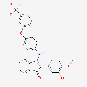 molecular formula C30H22F3NO4 B2772734 2-(3,4-Dimethoxyphenyl)-3-((4-(3-(trifluoromethyl)phenoxy)phenyl)amino)inden-1-one CAS No. 1024403-15-3