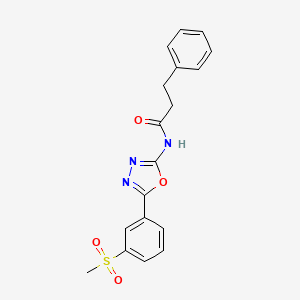 molecular formula C18H17N3O4S B2772738 N-[5-(3-methanesulfonylphenyl)-1,3,4-oxadiazol-2-yl]-3-phenylpropanamide CAS No. 886907-03-5