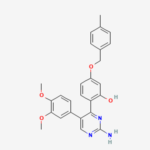 molecular formula C26H25N3O4 B2772761 2-[2-Amino-5-(3,4-dimethoxyphenyl)pyrimidin-4-YL]-5-[(4-methylphenyl)methoxy]phenol CAS No. 900262-17-1