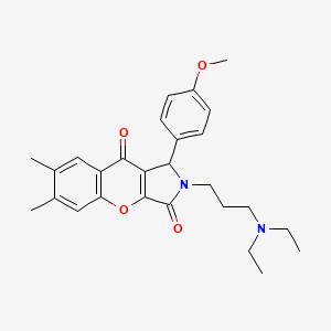 molecular formula C27H32N2O4 B2772770 2-(3-(Diethylamino)propyl)-1-(4-methoxyphenyl)-6,7-dimethyl-1,2-dihydrochromeno[2,3-c]pyrrole-3,9-dione CAS No. 886166-28-5