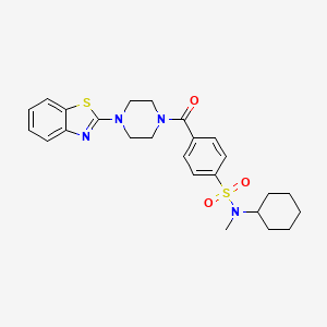 molecular formula C25H30N4O3S2 B2772771 4-(4-(benzo[d]thiazol-2-yl)piperazine-1-carbonyl)-N-cyclohexyl-N-methylbenzenesulfonamide CAS No. 683790-79-6