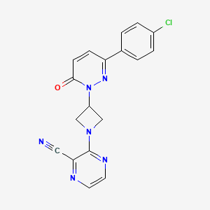 molecular formula C18H13ClN6O B2772790 3-{3-[3-(4-Chlorophenyl)-6-oxo-1,6-dihydropyridazin-1-yl]azetidin-1-yl}pyrazine-2-carbonitrile CAS No. 2380080-28-2