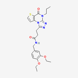 molecular formula C24H29N5O4S B2772794 N-(3,4-diethoxybenzyl)-3-(5-oxo-4-propyl-4,5-dihydrothieno[2,3-e][1,2,4]triazolo[4,3-a]pyrimidin-1-yl)propanamide CAS No. 1190011-04-1