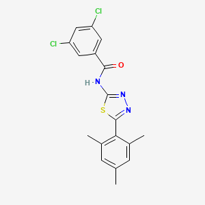 molecular formula C18H15Cl2N3OS B2772796 3,5-dichloro-N-[5-(2,4,6-trimethylphenyl)-1,3,4-thiadiazol-2-yl]benzamide CAS No. 391227-36-4