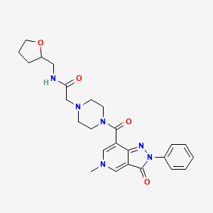 2-(4-(5-methyl-3-oxo-2-phenyl-3,5-dihydro-2H-pyrazolo[4,3-c]pyridine-7-carbonyl)piperazin-1-yl)-N-((tetrahydrofuran-2-yl)methyl)acetamide