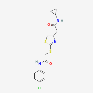 B2772810 N-(4-chlorophenyl)-2-((4-(2-(cyclopropylamino)-2-oxoethyl)thiazol-2-yl)thio)acetamide CAS No. 953955-38-9