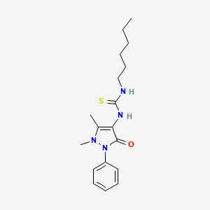 molecular formula C18H26N4OS B2772814 1-(1,5-dimethyl-3-oxo-2-phenyl-2,3-dihydro-1H-pyrazol-4-yl)-3-hexylthiourea CAS No. 21487-32-1