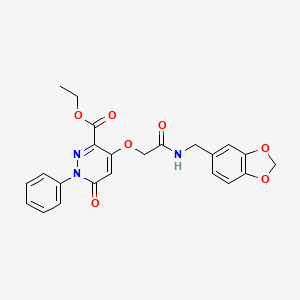 molecular formula C23H21N3O7 B2772829 ethyl 4-({[(2H-1,3-benzodioxol-5-yl)methyl]carbamoyl}methoxy)-6-oxo-1-phenyl-1,6-dihydropyridazine-3-carboxylate CAS No. 899993-05-6