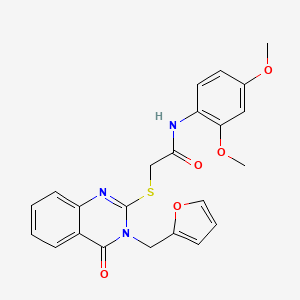 molecular formula C23H21N3O5S B2772858 N-(2,4-dimethoxyphenyl)-2-((3-(furan-2-ylmethyl)-4-oxo-3,4-dihydroquinazolin-2-yl)thio)acetamide CAS No. 443350-72-9