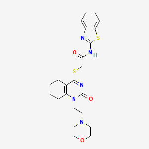 molecular formula C23H27N5O3S2 B2772859 N-(1,3-benzothiazol-2-yl)-2-({1-[2-(morpholin-4-yl)ethyl]-2-oxo-1,2,5,6,7,8-hexahydroquinazolin-4-yl}sulfanyl)acetamide CAS No. 898461-04-6