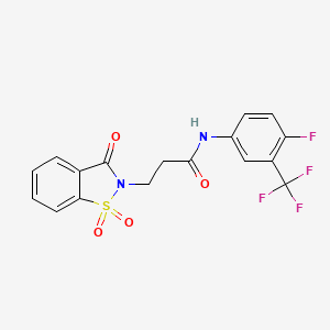 molecular formula C17H12F4N2O4S B2772861 3-(1,1-dioxido-3-oxobenzo[d]isothiazol-2(3H)-yl)-N-(4-fluoro-3-(trifluoromethyl)phenyl)propanamide CAS No. 899757-50-7
