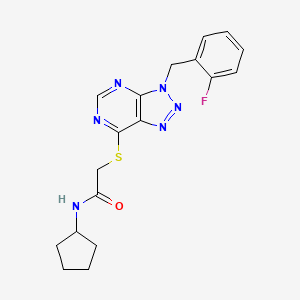 molecular formula C18H19FN6OS B2772873 N-cyclopentyl-2-((3-(2-fluorobenzyl)-3H-[1,2,3]triazolo[4,5-d]pyrimidin-7-yl)thio)acetamide CAS No. 863458-80-4