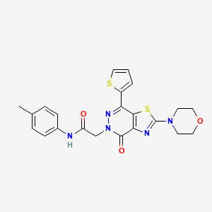 molecular formula C22H21N5O3S2 B2772884 2-(2-morpholino-4-oxo-7-(thiophen-2-yl)thiazolo[4,5-d]pyridazin-5(4H)-yl)-N-(p-tolyl)acetamide CAS No. 1021020-23-4