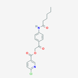 molecular formula C20H21ClN2O4 B2772896 [2-[4-(Hexanoylamino)phenyl]-2-oxoethyl] 6-chloropyridine-3-carboxylate CAS No. 874967-02-9