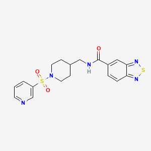 molecular formula C18H19N5O3S2 B2772904 N-((1-(pyridin-3-ylsulfonyl)piperidin-4-yl)methyl)benzo[c][1,2,5]thiadiazole-5-carboxamide CAS No. 1428352-46-8