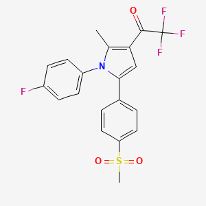 molecular formula C20H15F4NO3S B2772908 2,2,2-Trifluoro-1-[1-(4-fluorophenyl)-2-methyl-5-(4-methylsulfonylphenyl)pyrrol-3-yl]ethanone CAS No. 189501-17-5
