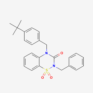 molecular formula C25H26N2O3S B2772910 2-benzyl-4-[(4-tert-butylphenyl)methyl]-3,4-dihydro-2H-1lambda6,2,4-benzothiadiazine-1,1,3-trione CAS No. 1031989-15-7