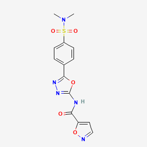 molecular formula C14H13N5O5S B2772941 N-(5-(4-(N,N-dimethylsulfamoyl)phenyl)-1,3,4-oxadiazol-2-yl)isoxazole-5-carboxamide CAS No. 1172862-18-8
