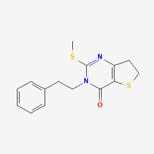 molecular formula C15H16N2OS2 B2772944 2-(methylthio)-3-phenethyl-6,7-dihydrothieno[3,2-d]pyrimidin-4(3H)-one CAS No. 877619-07-3