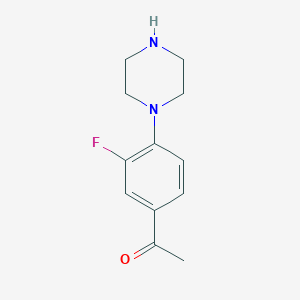 molecular formula C12H15FN2O B2772948 1-(3-Fluoro-4-piperazin-1-ylphenyl)ethanone CAS No. 189763-57-3