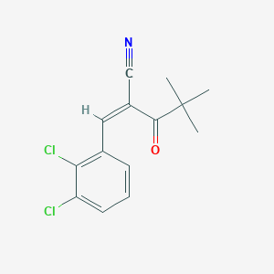 molecular formula C14H13Cl2NO B2772993 (2Z)-2-[(2,3-dichlorophenyl)methylidene]-4,4-dimethyl-3-oxopentanenitrile CAS No. 891055-34-8