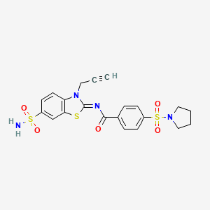 N-(3-prop-2-ynyl-6-sulfamoyl-1,3-benzothiazol-2-ylidene)-4-pyrrolidin-1-ylsulfonylbenzamide
