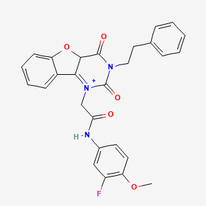 2-[4,6-dioxo-5-(2-phenylethyl)-8-oxa-3,5-diazatricyclo[7.4.0.0^{2,7}]trideca-1(9),2(7),10,12-tetraen-3-yl]-N-(3-fluoro-4-methoxyphenyl)acetamide