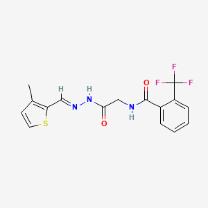 (E)-N-(2-(2-((3-methylthiophen-2-yl)methylene)hydrazinyl)-2-oxoethyl)-2-(trifluoromethyl)benzamide