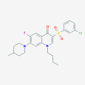 1-butyl-3-((3-chlorophenyl)sulfonyl)-6-fluoro-7-(4-methylpiperidin-1-yl)quinolin-4(1H)-one