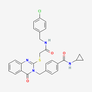 4-((2-((2-((4-chlorobenzyl)amino)-2-oxoethyl)thio)-4-oxoquinazolin-3(4H)-yl)methyl)-N-cyclopropylbenzamide