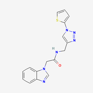 molecular formula C16H14N6OS B2773097 2-(1H-苯并[d]咪唑-1-基)-N-((1-(噻吩-2-基)-1H-1,2,3-三唑-4-基)甲基)乙酰胺 CAS No. 2034381-76-3