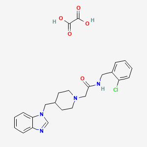 molecular formula C24H27ClN4O5 B2773102 2-(4-((1H-benzo[d]imidazol-1-yl)methyl)piperidin-1-yl)-N-(2-chlorobenzyl)acetamide oxalate CAS No. 1351641-40-1