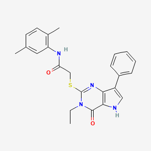 molecular formula C24H24N4O2S B2773112 N-(2,5-dimethylphenyl)-2-({3-ethyl-4-oxo-7-phenyl-3H,4H,5H-pyrrolo[3,2-d]pyrimidin-2-yl}sulfanyl)acetamide CAS No. 1021226-80-1