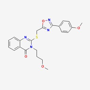 molecular formula C22H22N4O4S B2773117 2-(((3-(4-methoxyphenyl)-1,2,4-oxadiazol-5-yl)methyl)thio)-3-(3-methoxypropyl)quinazolin-4(3H)-one CAS No. 946252-70-6