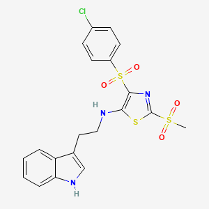 N-(2-(1H-indol-3-yl)ethyl)-4-((4-chlorophenyl)sulfonyl)-2-(methylsulfonyl)thiazol-5-amine