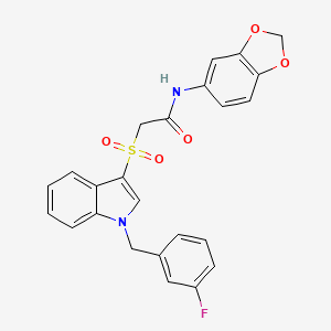 molecular formula C24H19FN2O5S B2773138 N-(2H-1,3-benzodioxol-5-yl)-2-({1-[(3-fluorophenyl)methyl]-1H-indol-3-yl}sulfonyl)acetamide CAS No. 686743-98-6