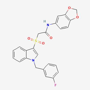 N-(1,3-benzodioxol-5-yl)-2-[1-[(3-fluorophenyl)methyl]indol-3-yl]sulfonylacetamide