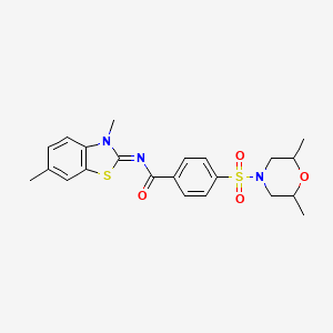 molecular formula C22H25N3O4S2 B2773180 (E)-N-(3,6-dimethylbenzo[d]thiazol-2(3H)-ylidene)-4-((2,6-dimethylmorpholino)sulfonyl)benzamide CAS No. 850782-18-2