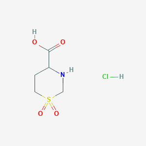 molecular formula C5H10ClNO4S B2773187 1,1-dioxo-1,3-thiazinane-4-carboxylic acid;hydrochloride CAS No. 2243510-03-2