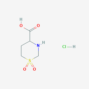 molecular formula C5H10ClNO4S B2773187 1,3-Thiazinane-4-carboxylic acid 1,1-dioxide hydrochloride CAS No. 2243510-03-2