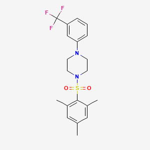 molecular formula C20H23F3N2O2S B2773191 1-(Mesitylsulfonyl)-4-(3-(trifluoromethyl)phenyl)piperazine CAS No. 431991-71-8