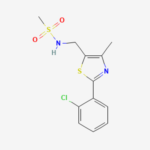 molecular formula C12H13ClN2O2S2 B2773196 N-((2-(2-chlorophenyl)-4-methylthiazol-5-yl)methyl)methanesulfonamide CAS No. 1421490-12-1