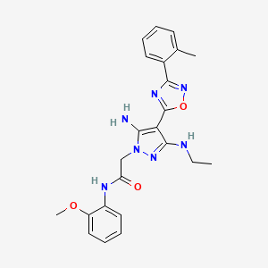 2-(5-amino-3-(ethylamino)-4-(3-(o-tolyl)-1,2,4-oxadiazol-5-yl)-1H-pyrazol-1-yl)-N-(2-methoxyphenyl)acetamide