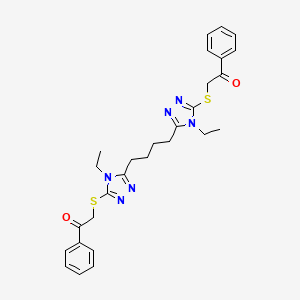 2-[[4-Ethyl-5-[4-(4-ethyl-5-phenacylsulfanyl-1,2,4-triazol-3-yl)butyl]-1,2,4-triazol-3-yl]sulfanyl]-1-phenylethanone