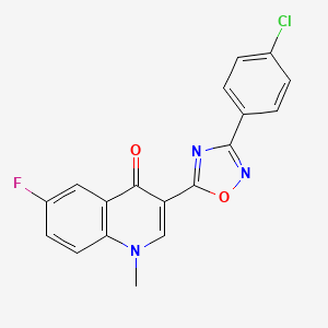 molecular formula C18H11ClFN3O2 B2773216 3-(3-(4-chlorophenyl)-1,2,4-oxadiazol-5-yl)-6-fluoro-1-methylquinolin-4(1H)-one CAS No. 1081116-22-4