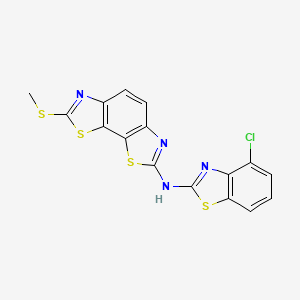 molecular formula C16H9ClN4S4 B2773236 N-(4-chloro-1,3-benzothiazol-2-yl)-2-methylsulfanyl-[1,3]thiazolo[4,5-g][1,3]benzothiazol-7-amine CAS No. 1286702-54-2