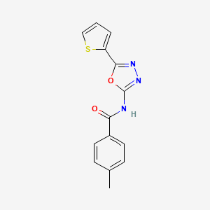 4-methyl-N-(5-thiophen-2-yl-1,3,4-oxadiazol-2-yl)benzamide