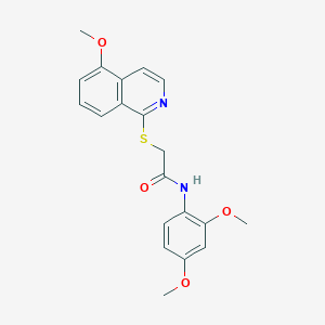 molecular formula C20H20N2O4S B2773245 N-(2,4-dimethoxyphenyl)-2-((5-methoxyisoquinolin-1-yl)thio)acetamide CAS No. 1203311-77-6