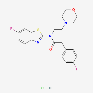 molecular formula C21H22ClF2N3O2S B2773247 N-(6-fluoro-1,3-benzothiazol-2-yl)-2-(4-fluorophenyl)-N-[2-(morpholin-4-yl)ethyl]acetamide hydrochloride CAS No. 1216760-01-8